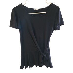 Candies Elegant Black Tie-Front Top SZ S